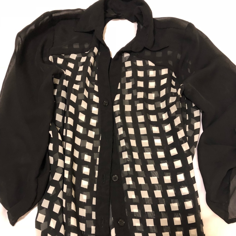 Black & White Button Down Dress Top